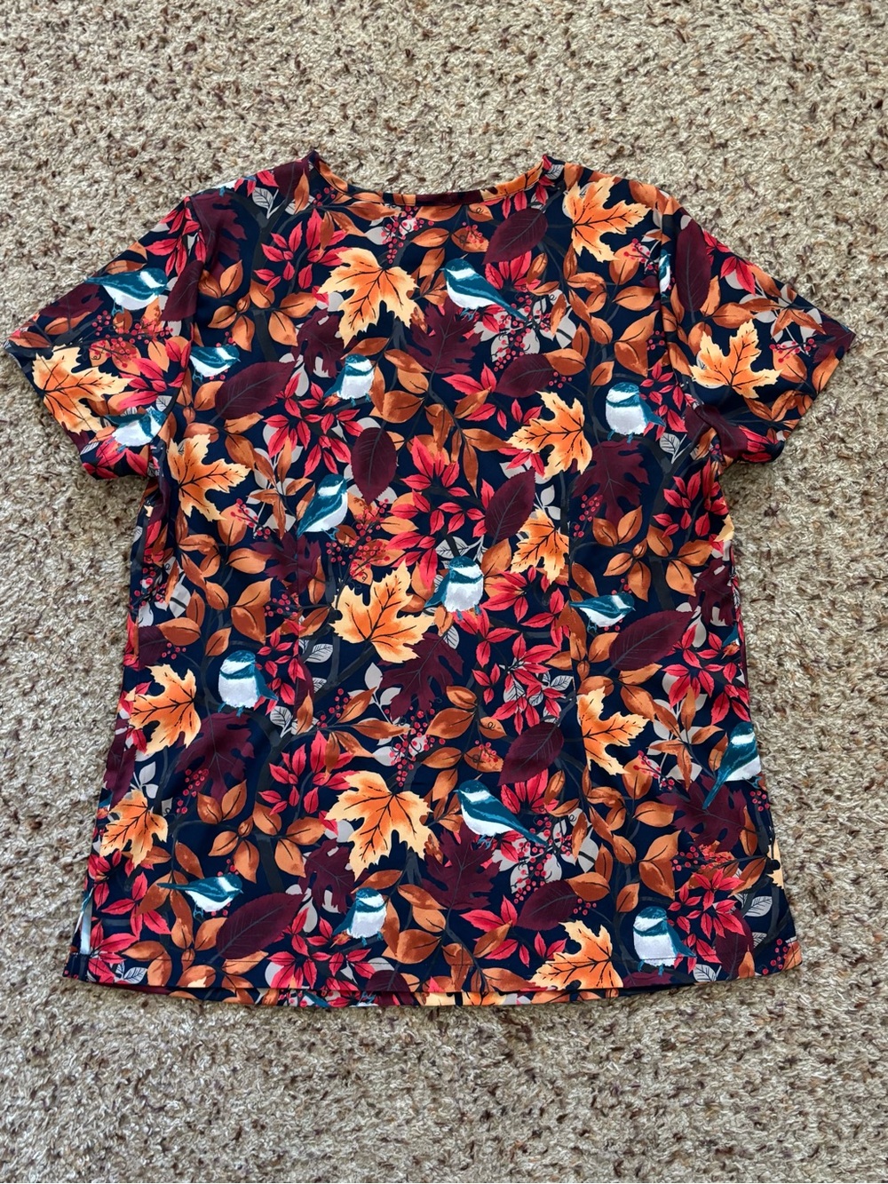 Butter-Soft Stretch Fall Printed Scrub Top- Set Of Three Tops - Picture 4 of 16